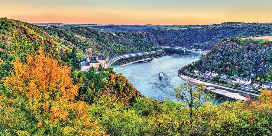 Admiring views of the romantic Rhine Gorge