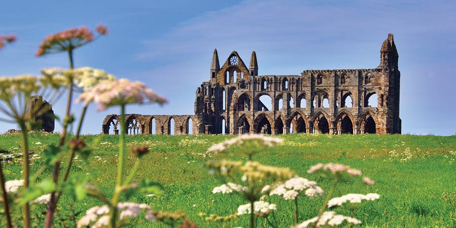 Admiring the Gothic ruins of Whitby Abbey